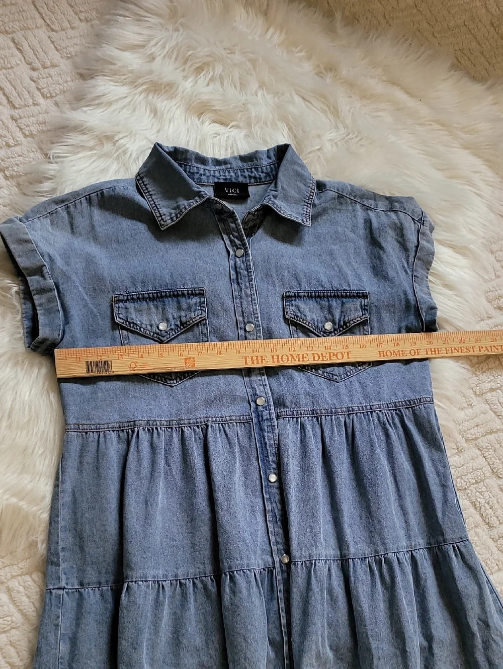 VICI Tiered Denim Babydoll Dress. Sz: Small